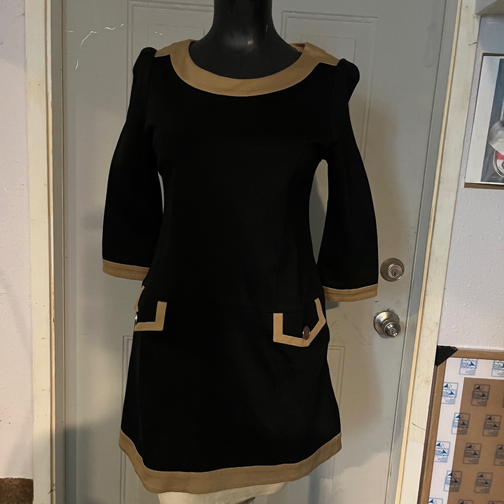 Courreges black jersey mini dress.